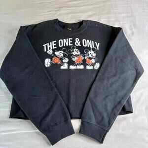 Disney Mickey Mouse 90th Anniversary Fleece Cropped Crewneck Sweatshirt Medium